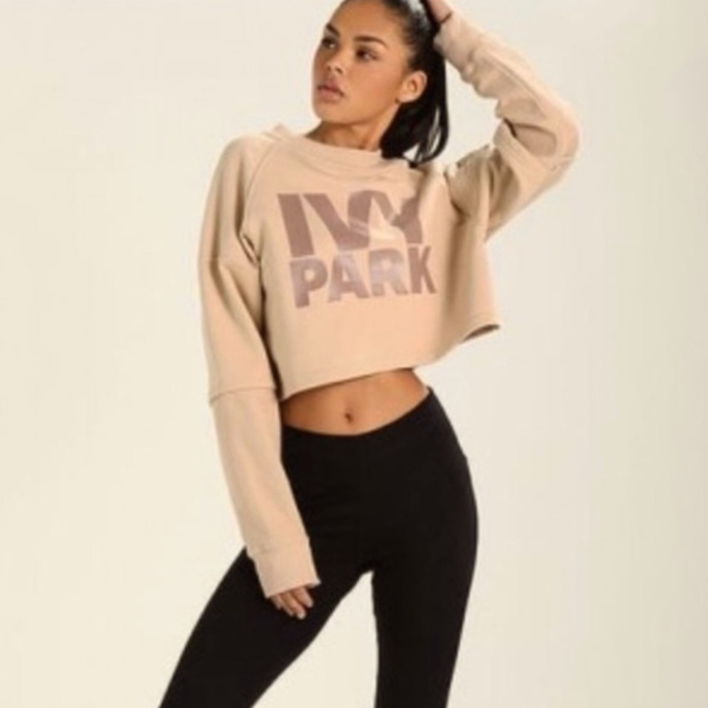 Ivy Park Oversized Cropped Sweatshirt Cream